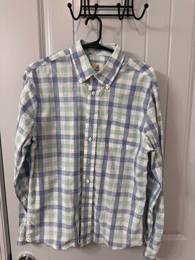 johnnie-O Light Blue & Mint Plaid Button-Down Shirt